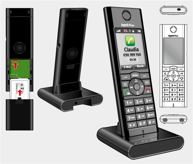 AVM FRITZ!Fon MT-F, diverse Ansichten, Zeichnung